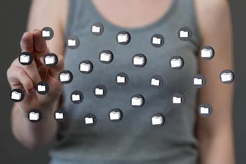 3D render of cloud connection technology icons - cloud computing concept Stock Photos