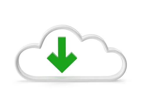 3d Render of Cloud Download Icon Stock Illustration