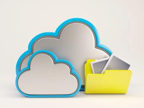 3D Render of Cloud Drive Icon 库存插图