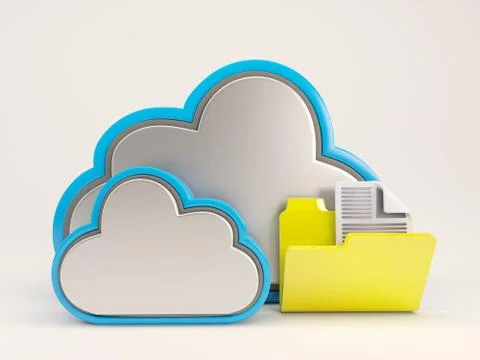 3D Render of Cloud Drive Icon Stock Illustration