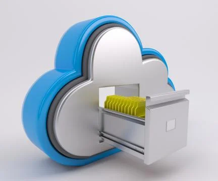 3D Render of Cloud Drive Icon 库存插图