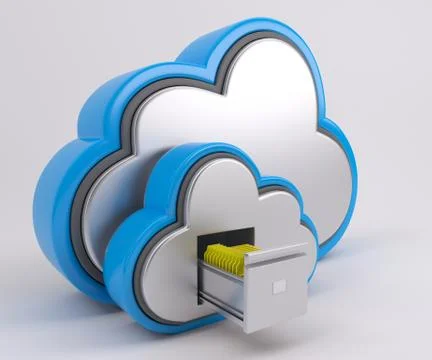 3D Render of Cloud Drive Icon Stock Illustration