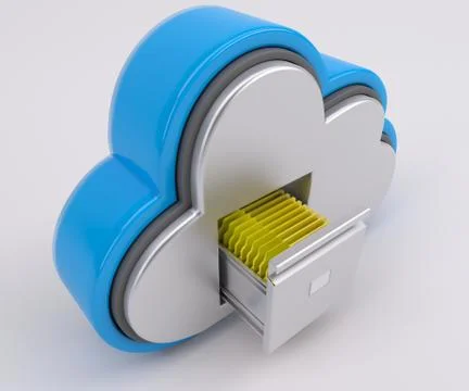 3D Render of Cloud Drive Icon Stock Illustration