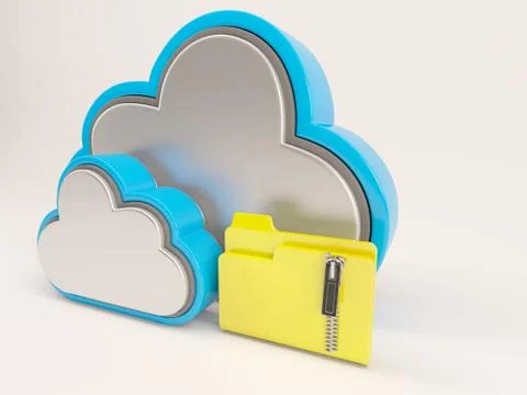 3D Render of Cloud Drive Icon Stock Illustration