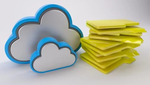 3D Render of Cloud Drive Icon Stock Illustration
