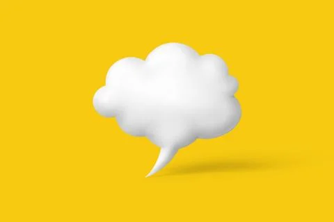 3d render of a cloud in shape of the speech bubble isolated on yellow Stockillustratie