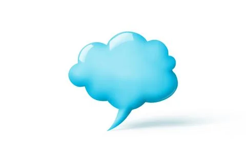 3d render of a cloud in shape of the speech bubble isolated on white bg Stockillustratie