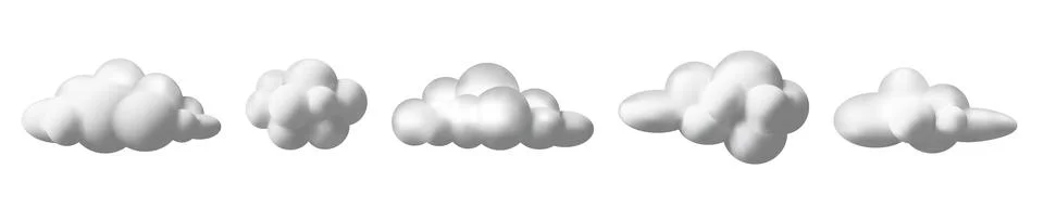 3D render cloud shapes set Stock Illustration