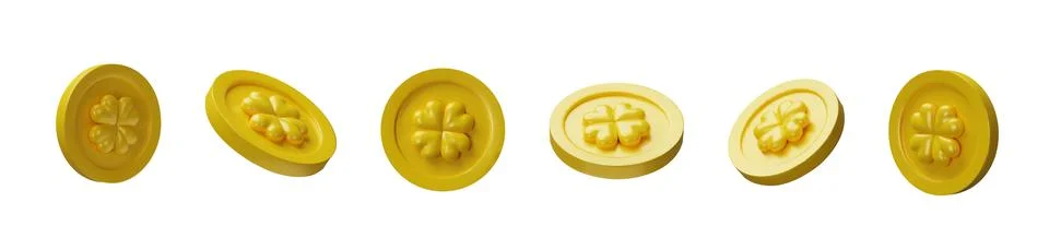 3d render clover set coin Stock Illustration