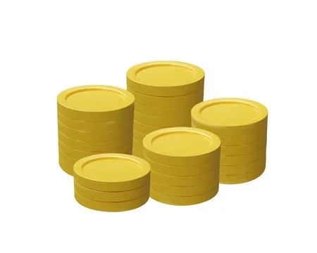 3D render collection of golden stacks Stock Illustration