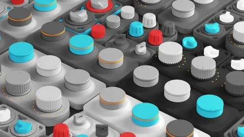 3d render color abstract tech background with random rotated switch panels. D Stock Illustration