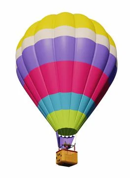 3d render, color hot air balloon, isolated white Stock Illustration