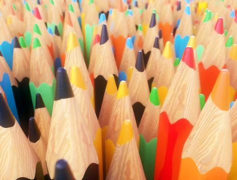 3D render color pencils background 스톡 일러스트