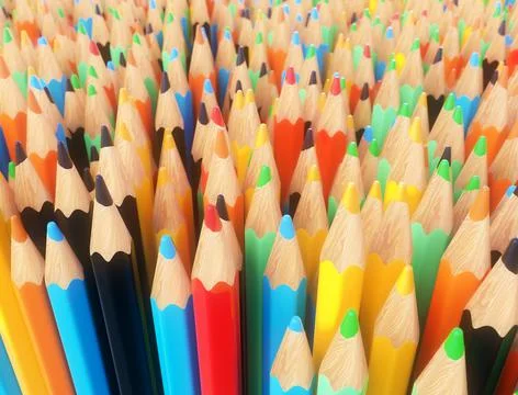 3D render color pencils background 스톡 일러스트