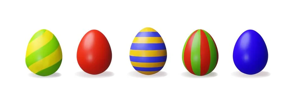 3d render colored set easter egg Stock Illustration