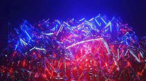3D render. Colorful Abstract Sci-Fi Background. Horizontal colorful abstract  Stock Illustration