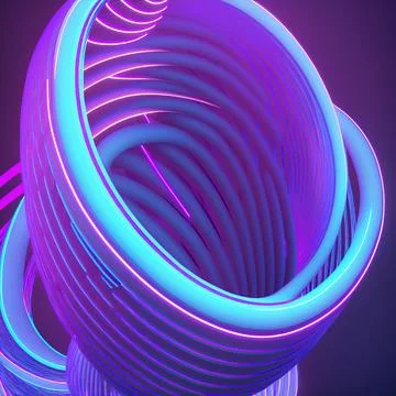 3d render, colorful background with abstract shape glowing in ultraviolet spe Stock Illustration