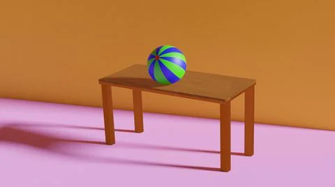 3D render of a colorful ball on a table Illustrazione stock