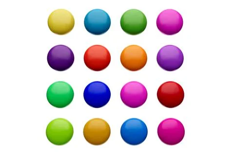 3D render of colorful bright candy drops arranged on a white background Stock Illustration