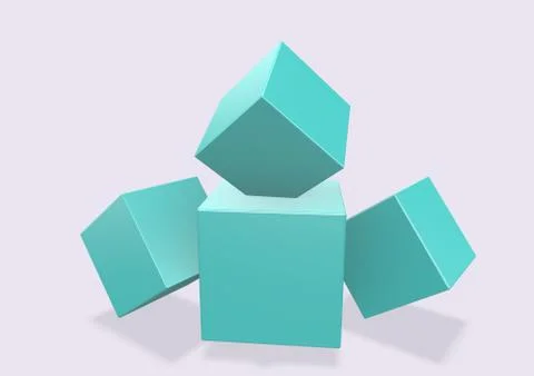 3d render Colorful cubes on white background Ilustración de archivo
