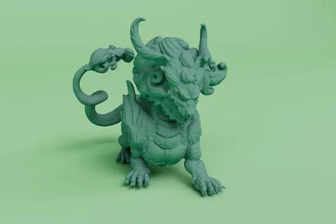 3d render of colorful Dragon isolated on Pastel background, 3d background min Stock Illustration
