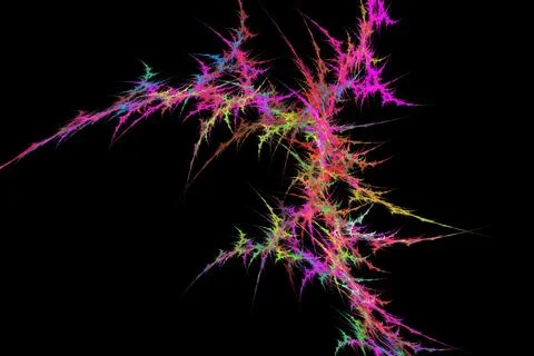 3d render of a colorful fractal pattern isolated on a black background Illustrazione stock