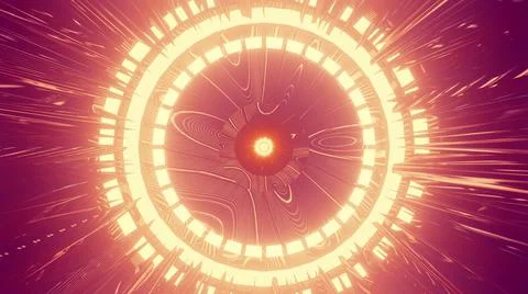 3d render of the colorful neon lights in circular shapes Stock Illustration