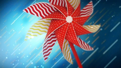 3D render. Colorful pinwheel set for party or birthday celebration. 스톡 동영상 130024929