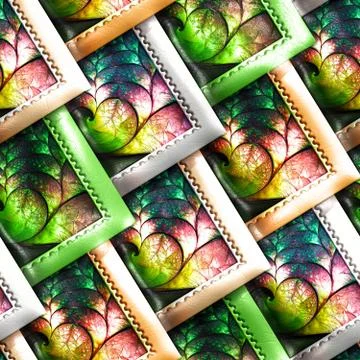 3D render of colorful plastic stamp fractal tile Foto stock