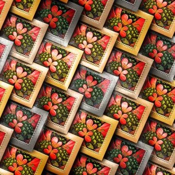 3D render of colorful plastic stamp fractal tile Foto stock