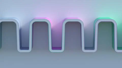 3d render of colorful wave on bright background plane. Bright gamma. Purple,  Stock Illustration