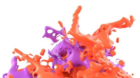 3D render, Colour liquids Splash, Abstract fluid background Illustrazione stock