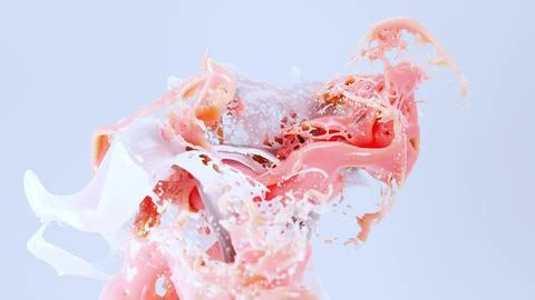 3D render, Colour liquids Splash, Abstract fluid background Illustrazione stock