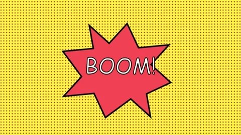 3D render of comic boom explosion text creating colorful pop art background Stock Footage 334940271