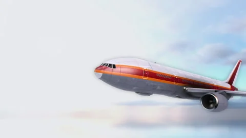 3D Render of Commercial Airplane in Flight Stock Footage 269343267