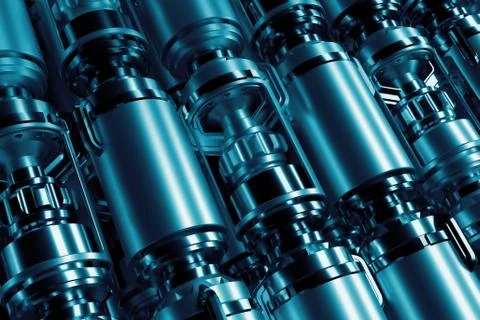 3d render complex machine piece background. Technology concept illustration w Illustrazione stock