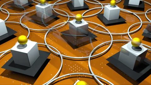 3d render complex realistic composition from various geometric primitive objects Stock Illustration