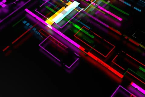 3d render complex technology illustration. Perfect for computer, blockchain o Stock Illustration