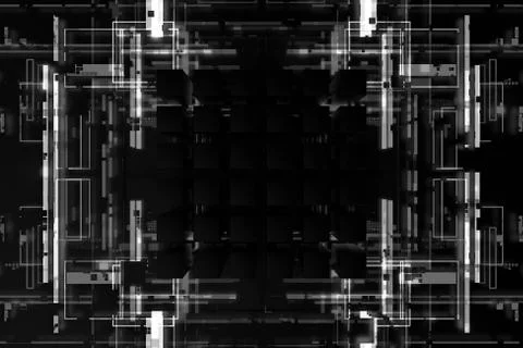 3d render complex technology illustration. Perfect for computer, blockchain o Illustrazione stock