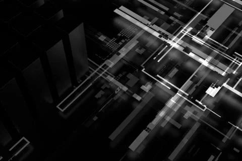 3d render complex technology illustration. Perfect for computer, blockchain o Stock Illustration