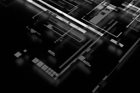 3d render complex technology illustration. Perfect for computer, blockchain o Stock Illustration