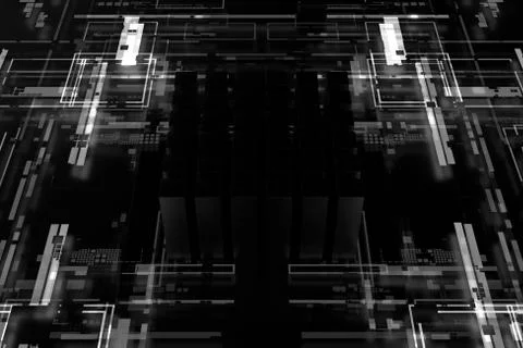 3d render complex technology illustration. Perfect for computer, blockchain o Stock Illustration