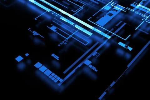 3d render complex technology illustration. Perfect for computer, blockchain o イラスト素材