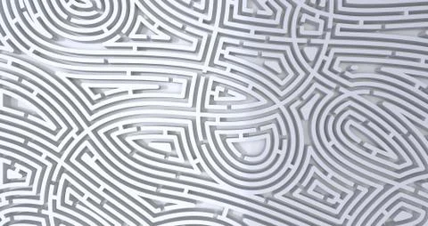 3d render of complicated white maze abstract white background 스톡 일러스트