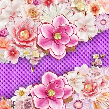 3d render, composition artistic flowers Stock Illustration