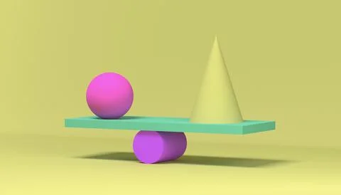 3D render composition balancing balanced geometric shapes イラスト素材