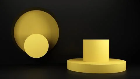 3d render composition with circle and cylinder Stock Illustration