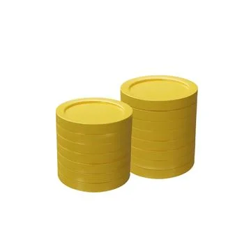 3D render composition with two golden stacks Stock Illustration