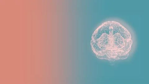 3d render computed medical tomography MRI scan of human brain over light green Illustrazione stock