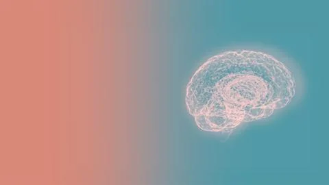 3d render computed medical tomography MRI scan of human brain over light green Illustrazione stock
